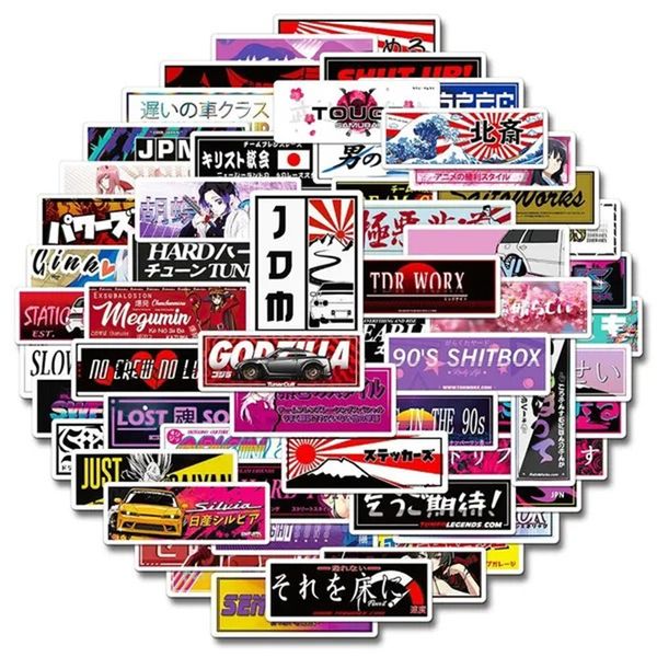 66pcs/lote Japón JDM Racing Car Anime Graffiti Pegatinas para el equipaje de bricolaje Skateboard Motorcycle Sticker