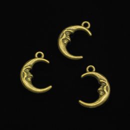 66 pièces en alliage de Zinc breloques Antique Bronze plaqué lune visage breloques pour la fabrication de bijoux bricolage pendentifs faits à la main 21*15mm