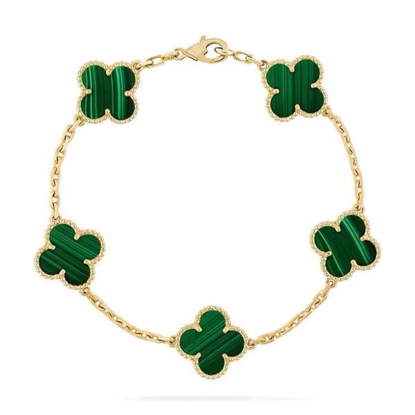 66scharm Bracels Charm Bracels Charm Designer Bracels Lucky Four Leaf Grass Bracel Mujeres Five Flower Shell Gold Au750