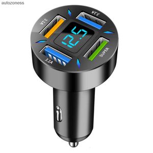 66W 4 In 1 PD Quick Car Charger 4 Ports USB QC3.0 Type C Fast Charging Car Adapter Cigarette Lighter Socket Splitter For Mobile Phone