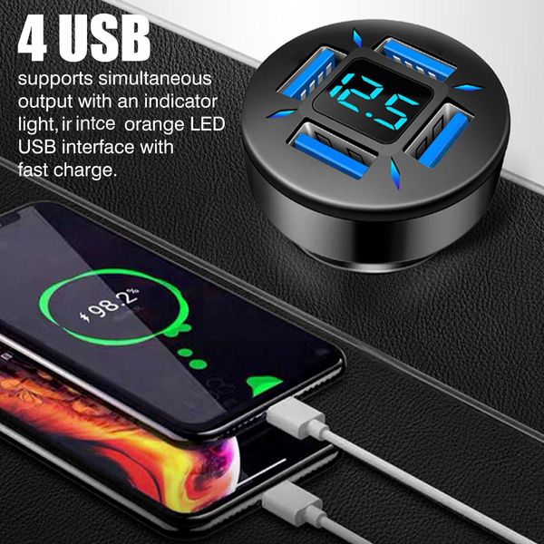 66W 4 ports USB PD Charger de voiture rapide QC3.0 Type C Adaptateur de voiture à chargement rapide Splitter de prise de cigarette pour iPhone XI V1A0