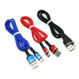 66W 5A Cables de carga súper rápidos Micro USB tipo-c Cable de datos de teléfono móvil trenzado de nylon para Android Samsung