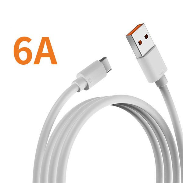 Cable de carga súper rápida de 66W 6A Tipo C Cable de carga de teléfono con interfaz naranja para Huawei Xiaomi Oppo Vivo Cable de carga PC ABS Material duradero Línea de datos rápida