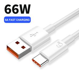 66W 6A USB TYPE C Câble de chariot super rapide pour Xiaomi Samsung Huawei Honor Charge rapide Cordon de données USB C.