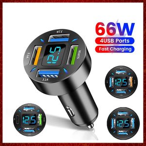 Cargador de coche de 66W Carga de teléfono digital para iphone 12 13 pro max Xiaomi Huawei Carga rápida de coche Tipo C Teléfonos móviles Cargadores USB Carga Electrónica automotriz Envío gratis