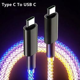 66W câble de charge rapide Type C câble de données de lumière dégradée lumineuse 6A PD USB C câble de chargeur de données cordon pour Samsung S24 Xiami Huawei