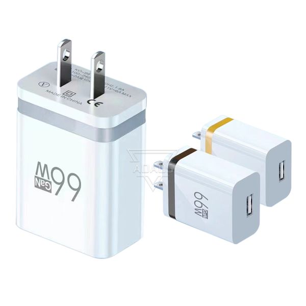 66W GaN Carga súper rápida 2.1A Cargador de adaptador de corriente USB de metal para teléfono cargador de pared Tablet PC EE. UU. Versión de la UE Viajes