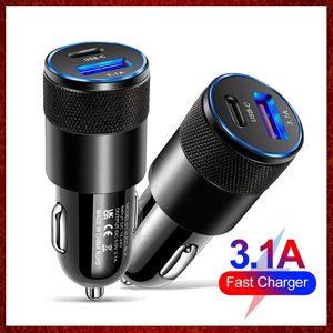 66W USB Tipo C Cargador de coche Carga rápida 3.0 PD Adaptador de teléfono de carga rápida para iPhone 13 12 11 Pro Max Xiaomi Huawei Samsung Cargadores Electrónica automotriz Envío gratis