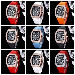 67-01 Reloj de diamantes para relojes de diseño Relojes para hombre 38X48X13 mm Movimiento mecánico automático Caja de fibra de carbono Correa de caucho Relojes Relojes de pulsera Montre de luxe