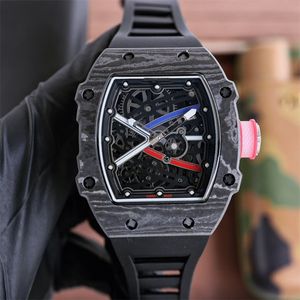 67-02 Luxe klassiek horloge voor herenhorloges 48x42mm automatische mechanische beweging keramische koffer rubberen band mode polshorloges relojes montre de luxe