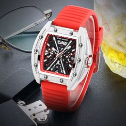 67 Carl Vinson Brand Men's Nieuwe vatvormige holle waterdichte lumineuze Tiktok Mechanical Watch 60