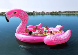 67 Personas Gigante inflable Piscina rosa Flamingo Flotación Grandeo grande Flotación Flota Inflable Toyadores de agua de la isla Fun Raft1796430