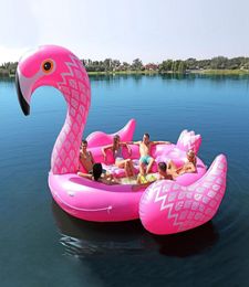 67 personas inflable gigante Rosa flotador gran lago isla juguetes piscina diversión balsa barco de agua Isla Grande Unicorn3155007