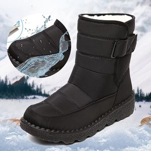 670 Niet -waterdichte rimocy slip sneeuw voor vrouwen dikke pluche winter enkel laarzen vrouwelijke platform bewaar warme katoenen gevoegde schoenen 230923 574