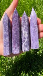 67 cm Natural Purple Lepidolite Point Wand objets objets Mini Tower Reiki Guérison Crystal Crystal Decora9641349