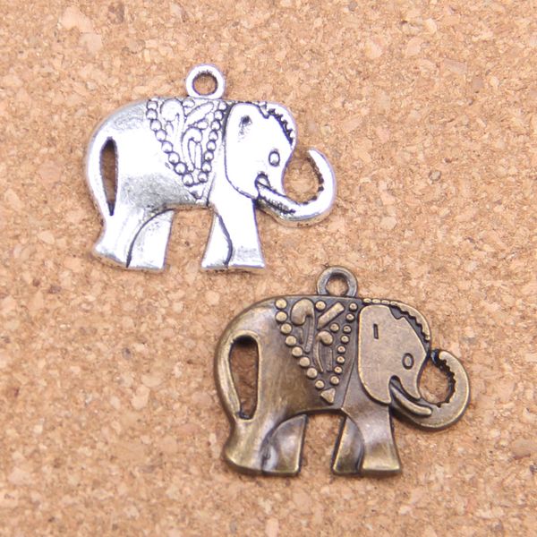 67 pièces Antique argent plaqué Bronze plaqué éléphant pendentif à breloques collier à faire soi-même Bracelet Bracelet résultats 25*21mm