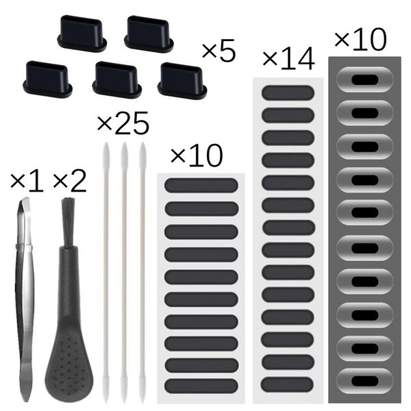 67pcs Peorto de teléfono móvil con enchufe de polvo universal Pegatina de malla antidesivo para iPhone Samsung MI Puerto de carga Conjunto de limpieza del protector