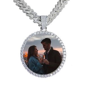 68.5MM 18K plaqué or sur mesure Po Bling gros médaillons collier pendentif hommes Hip Hop photo bijoux cadeau texte personnalisé gratuit 240119