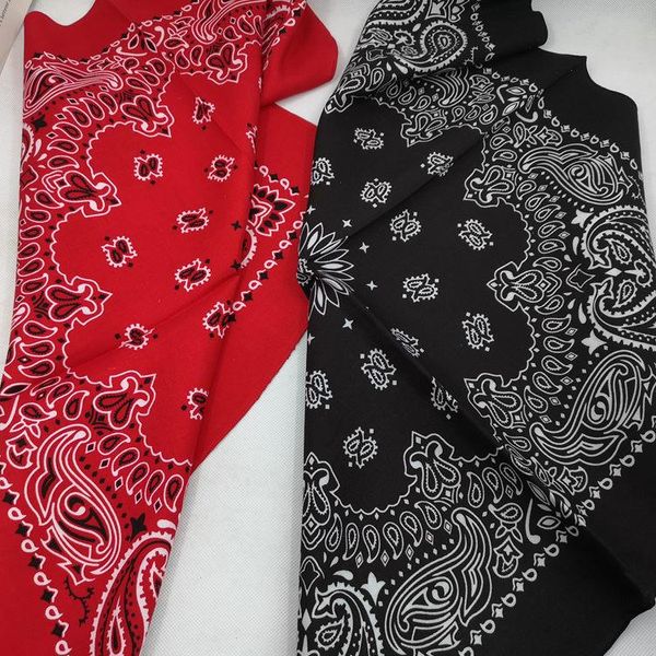68 68cm 100 algodón negro rojo Hip-hop Paisley Bandanas bufanda Punk calavera Bandana diadema envoltura para hombres y mujeres