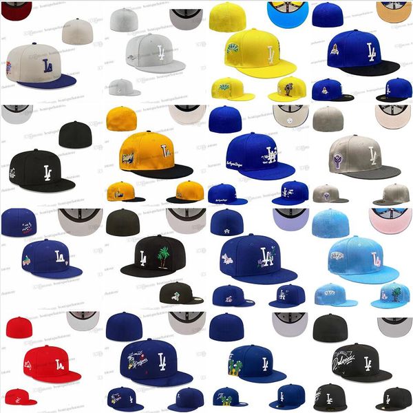 68 couleurs mélangent des chapeaux ajustés de baseball pour hommes bleu royal rouge noir Angeles 