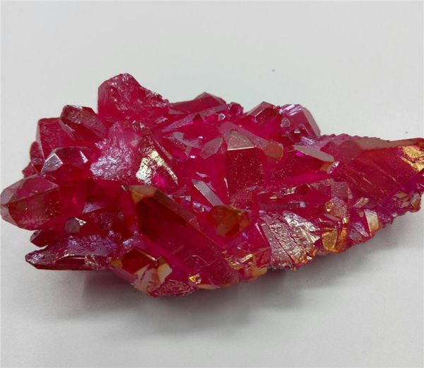 68 gramos de cristal de cuarzo natural, grupo de aura de Ángel rojo rosa, espécimen curativo curado para decoración 8122333