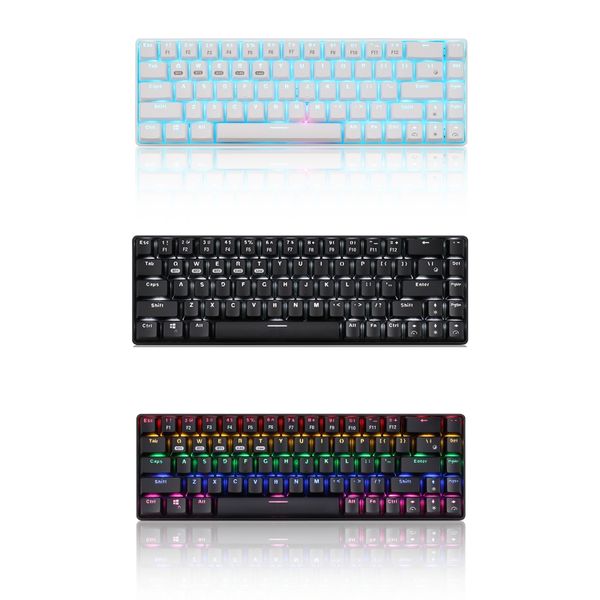 68 teclas Bluetooth 5.0/2.4G/teclado mecánico con retroiluminación LED de tres modos con cable