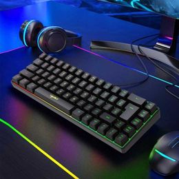 68 touches USB True RGB Backlight Gaming Keyboard 60% Disposition des touches scientifiques Clavier ultra-compact pour PC Gamers HKD230808