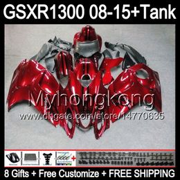 Rojo brillante 8 regalos Para SUZUKI Hayabusa GSXR1300 2008 2009 2010 2011 14HM1 GSXR-1300 GSX R1300 GSXR 1300 2012 2013 2014 2015 Carenado rojo oscuro