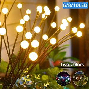 6810 LED Solar Garden Lights Powered Firefly Outdoor Decoratie landschap vuurwerk gazonlampen 240508