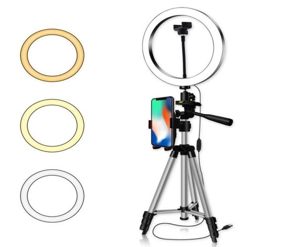 6810039039 Dimbare LED-ringlicht Camera statiefkit met telefoonhouder voor Youtube Video Make-up Live Stream Selfie R3752278