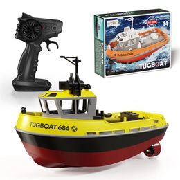 686 RC Boat 172 Krachtige Dual Motor Wireless Radio Control Shipboat 2.4G Elektrisch afstandsbediening Tugboat Model speelgoed voor jongen 240510