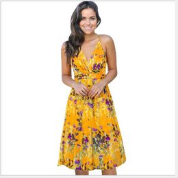 686 Combinaisons pour femmes, robes décontractées, barboteuses jupe robe florale avec robes sans manches Nuevo Estilo Vestido Para Chicas Mujeres Wt19