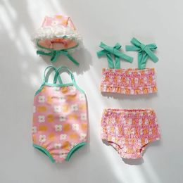 6864 Ropa de natación para bebés Summer Traje de baño Floral ropa Floral sin mangas niña para trajes de baño 240422