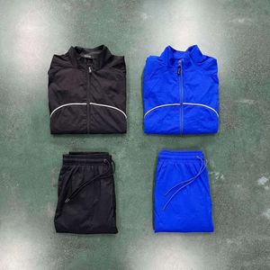 688ss Trapstar Jacket Survêtement Hommes Irongate Shell Suit 2.0 Version Bleu et Noir 1to1 Qualité Lettrage Brodé Femmes Manteau Taille XS-XL 2023