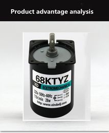 68KTYZ AC Synchrone motor met beugel 28W 220V 2.5 RPM-110 RPM MICRO SCHAFT MICRO RAAD MOTOR PERANTIEKE MAGNET MOTOR