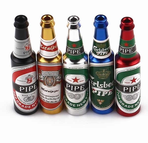 Mini botella de cerveza de 68mm, pipas de Metal para fumar, pipa de tabaco creativa portátil para fumar, soporte para cigarrillos 9782139