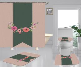 Wilde print douchegordijnen sets hoogwaardige vierdelige pak badkamer anti-peeping antislip deodorant bad toilet matten MOET