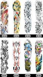 69 -stijl 4817cm Volledige bloemarm Skull Tattoo Sticker Vis Lotus Tijdelijk lichaam Art Wateroverdracht Fake Tatoo Sleeve8325931