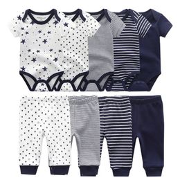 6910 pièces vêtements pour bébé fille né body solide pantalon coton bébé garçon vêtements à manches courtes filles bébé vêtements dessin animé 240118