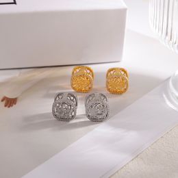 693127 mixtes simple Gold plaqué Silver Luxury Brand Designers Letters Stud Geométrique Femmes Femmes Round Crystal Righestone Pearl Mariage d'oreille Diamant