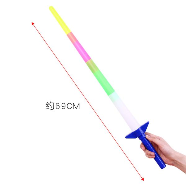 Grand bâton rétractable électroluminescent à quatre barres de 69cm, tige flash colorée, bâton fluorescent télescopique à quatre sections, accessoires de vacances