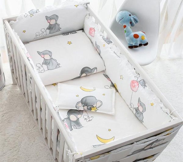 69 Uds elefante juego de cama para bebé algodón dormitorio decoración bebé niña niño cuna ropa de cama cama parachoques 120x60120x70cm 2205263013227