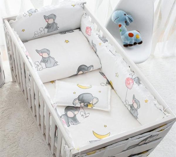 69 Uds elefante juego de cama para bebé algodón dormitorio decoración bebé niña niño cuna ropa de cama cama parachoques 120x60120x70cm 2205267499783