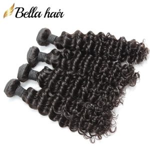 10 24 100 cheveux brésiliens armure 4pcs / lot faisceaux de cheveux humains vague profonde extensions de cheveux produits couleur naturelle