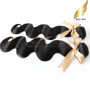 100 trame de cheveux indiens tisse 4pcs / lot extensions de cheveux de vague de corps de cheveux humains vierges couleur naturelle bellahair