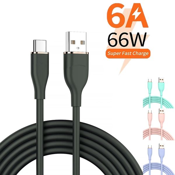 6A 66W câble USB C à charge rapide cordon de données en Silicone liquide de Type C pour Xiaomi Mi 12 11 Samsung S22 Huawei P50 POCO F4 M5 Oneplus