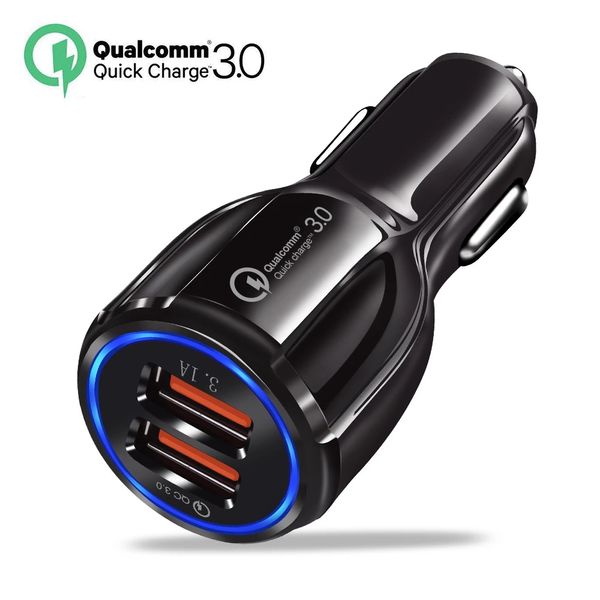 Cargador de coche 6A Quick 3.0 Teléfono móvil 2 puertos USB rápido para iPhone 7 8 X XS Samsung Tablet