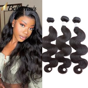 VENTE corps vague cheveux paquets Remy vierge Extensions de cheveux humains tisse qualité 11A 3/4 Bundle Bella cheveux