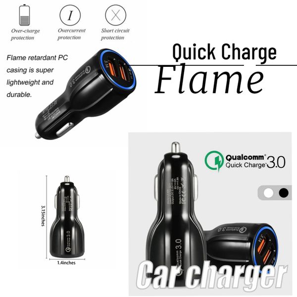 Cargador rápido para automóvil 6A PD + QC 2U 5V Puertos USB duales Adaptador de carga rápida para iPhone Samsung Huawei Metro Teléfonos inteligentes en bolsa OPP