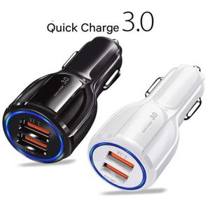 6a QC30 Dual USB Ports Car Chargers Fast Snel oplaadwagenladeradapter voor iPhone 12 13 14 Samsung S8 S10 HTC Android Phone9430988